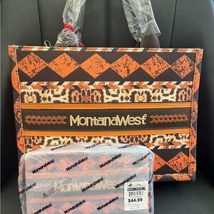Montana West Orange and Brown Tote Bag